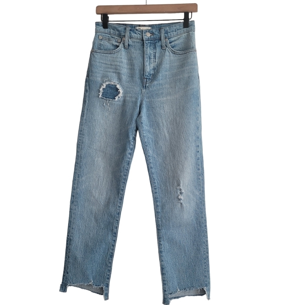 Madewell Classic Straight Jeans Corrie Step-Hem Edition Distressed Denim L4121